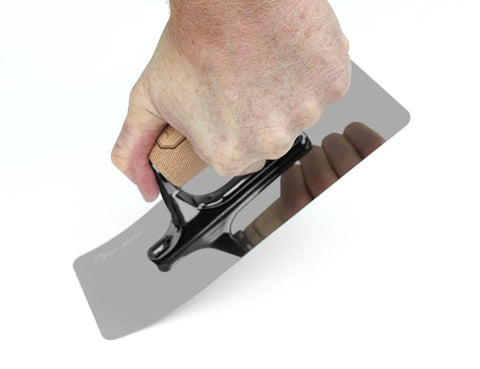 Venetian Plaster Trowel 240mm By 90mm With Mirror Polished 420 Stainless Steel Blade, Powder Coated Frame, Ergonomic Handle in Hand