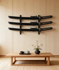 Wooden Sword Wall Mount Kit Two Pack For Katana Wakizashi Tanto Swords Display Holder on wooden wall