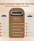 Comparison chart showing Heavy Duty Vacuum Sealer Machine With 95KPa Suction Full Auto Food Sealer Double Heat Seal System features.