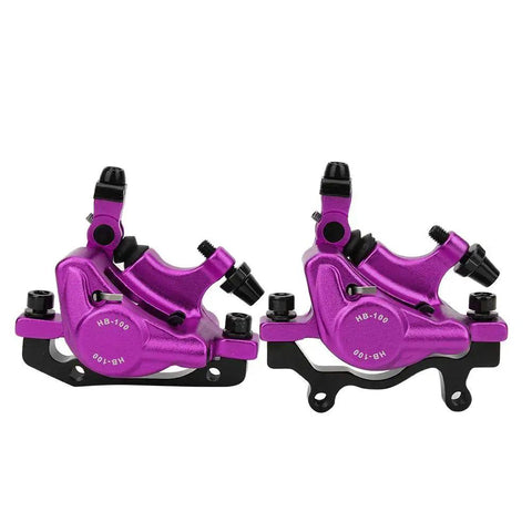 Heavy Duty Hydraulic Disc Brake Set Built Different With Reinforced Aluminum Calipers showcases HB-100 purple calipers.