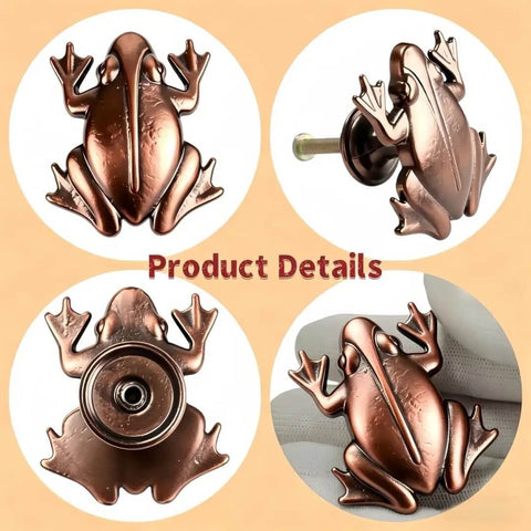 Frog Cabinet Knobs Set Of 4 In Antique Red Bronze, whimsical zinc alloy animal drawer pulls with frog detail and screw attachment
