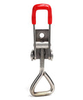 Heavy Duty Stainless Steel Toggle Latch Catch Perfect For Woodworking Clamping Projects Offering Effortless One Hand Quick Locking And Precise Positioning With Simple Push Pull Mechanism To Secure Workpieces Like A Boss On Any Shop Floor Job, red handle