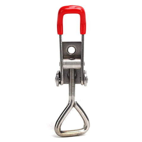 Heavy Duty Stainless Steel Toggle Latch Catch Perfect For Woodworking Clamping Projects Offering Effortless One Hand Quick Locking And Precise Positioning With Simple Push Pull Mechanism To Secure Workpieces Like A Boss On Any Shop Floor Job, red handle