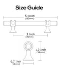 Size guide for Set Of 10 Matte Black And Silver Cabinet Pulls 3 Inch 76mm Hole Centers Knurled Cabinet Handles