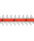 Close-up of 22-inch dual-action blade on 20V Max Cordless Hedge Trimmer with Steel Blade and Soft Grip Handle