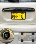 Heavy Duty Stainless Steel Anti Theft License Plate Screws And Security Bolts For Cars attached to a car's rear plate holder.