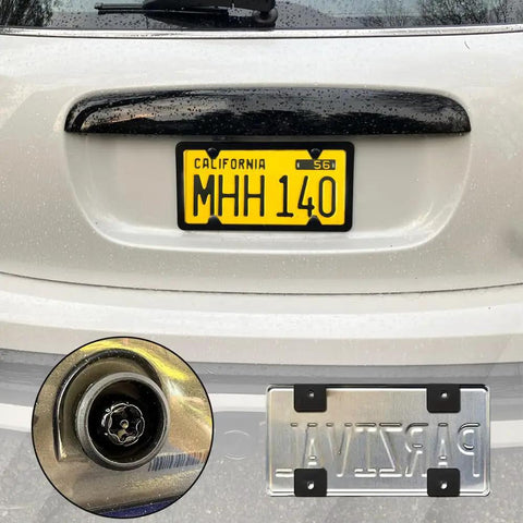 Heavy Duty Stainless Steel Anti Theft License Plate Screws And Security Bolts For Cars attached to a car's rear plate holder.
