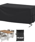 Heavy Duty Waterproof All Weather Patio Furniture Cover For Rectangular Table Chair And Sofa Set 67 Inches Long By 37 Inches Wide By 28 Inches High Built To Handle The Wind With Corner Windproof Buckles Tear Resistant Oxford Material Zipper Carrying Bag.