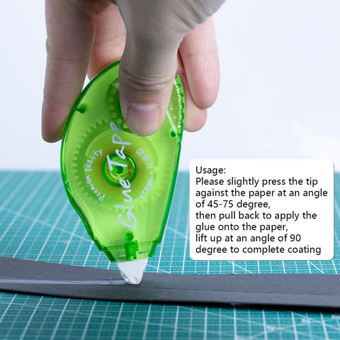 Hand using 12 Pack Double Sided Tape Roller For Scrapbooking And Crafts, Permanent Adhesive Dispenser on paper