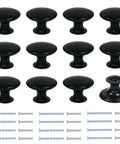12 Pack Antique Black Round Cabinet Knobs With Screws For Kitchen Cupboard Doors Drawers Dresser Hardware Vintage Style Pulls