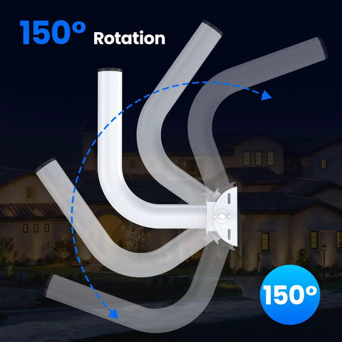 Top Shelf Universal Wireless Bridge Mount Bracket For Outdoor Wifi Extenders And Cpe Antennas showing 150° rotation capability.