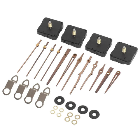 All In One Clock Repair Kit With Walnut Wood Hands ABS Movement Quartz Mechanism And 32 Piece Tool Kit for DIY projects.