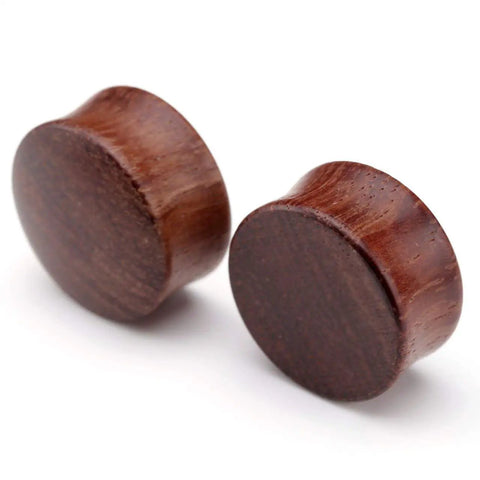 Organic Wood Ear Gauges Set, 6 Pieces, Double Flared Saddle Plugs Stretcher for Punk Piercing, Three Quarter Inch 20mm Gauge, Teak Finish