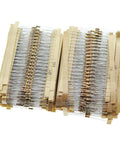 Resistor kit: two bundles of axial carbon-film resistors on taped strips with color bands.