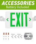 Green LED Exit Sign With Battery Backup And Emergency Lights, 4 Pack, Adjustable Head Dual Lamp, Fire Resistant ABS Housing, UL Listed 120-277V