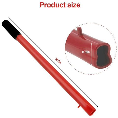 2 Ton Floor Jack Replacement Handle For Car Jack, red durable carbon steel lever with dimensions shown, 14.5in length.