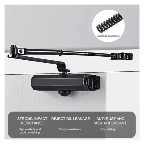 Heavy Duty Hydraulic Door Closer With Adjustable Speed 25Kg To 80Kg, Quiet Soft Close Door Hardware, M Positioning Style, Easy Install.