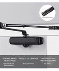 Hydraulic Buffer Door Closer With Adjustable Speed Quiet Soft Close Door Hardware shown with spring detail.