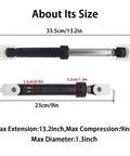 Washer Vibration Damper Shock Absorber dimensions and size details with max extension, compression, and diameter