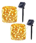 Outdoor Solar String Lights 2 Pack 66ft 200 LED Waterproof Lit Twinkle Lights With 8 Modes For Patio Garden Yard Wedding Party Tree Decoration Warm White Glow