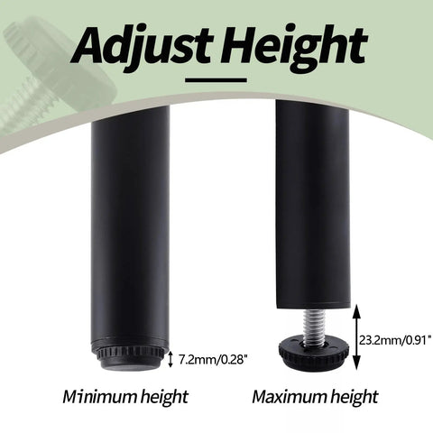 Adjustable height view of Beefy Stainless Steel Furniture Leveling Feet 5/16-18 Thread for table and chair legs.