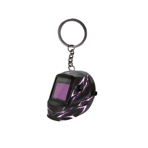 Lightning Pattern Welding Helmet Keychain With Durable Chain And Key Ring, Lightweight Acrylic Accessory for Keys and Bags