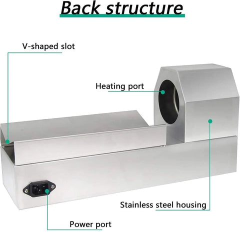 Back view of GFJYKDL Digital Thermostatic Heat Sealer For Bottles showing stainless steel housing and ports.