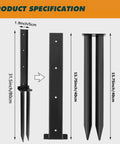 Heavy Duty Steel Fence Post Repair Kit Ground Stakes For Fast Fix Broken Wood Posts No Dig Drive In Yard Saver Bulletproof Reinforced Frame No Fuss Tool Free Setup 6 Pack Set product dimensions showcasing 31.5 inch and 15.75 inch stakes.