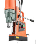Heavy Duty 1550W Magnetic Drill Press With Powerful 2 Inch Core Bit And 13000N Holding Force For Steel Iron Metals Low Speed 0-550 RPM Reliable Copper Motor Base Stable Performance Jobsite Essential Tool, close-up view.