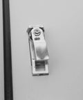 Close-up of lock on Waterproof Metal Electrical Junction Box With Plastic Lock Outdoor Enclosure Panel 25x30x14 cm