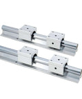 Premium High Precision Linear Guide Rail Kit With Smooth Sbr12 Steel Rails And Sleek Sliding Bearings For Pro Level 3d Printing Or Serious Cnc Machine Projects That Need Zero Wobble And Top Tier Motion Control; two steel rail assemblies