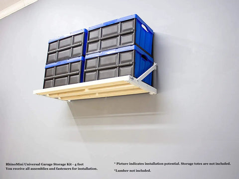 American Made Universal Garage Storage Wall Mount Kit 4 Foot Beefy System Holds 650 Pounds Per Section Easy One Person Install with blue totes