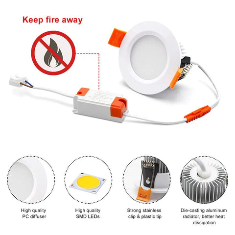 2 Inch LED Recessed Lighting Kit Dimmable Downlight Warm White 3000K CRI80 Retrofit Round Ceiling Lights With LED Driver
