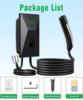 Package contents of Level 2 EV Charger For Tesla With 50 Amp 240V Fast Home Charging, Smart App Control And WiFi, Indoor Outdoor