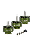 Image of three green 1300KV Brushless FPV Drone Motor 4 Pack For 3-6S LiPo 7 Inch Freestyle Long Range Quad DIY Parts Outrunner With Aluminum Housing