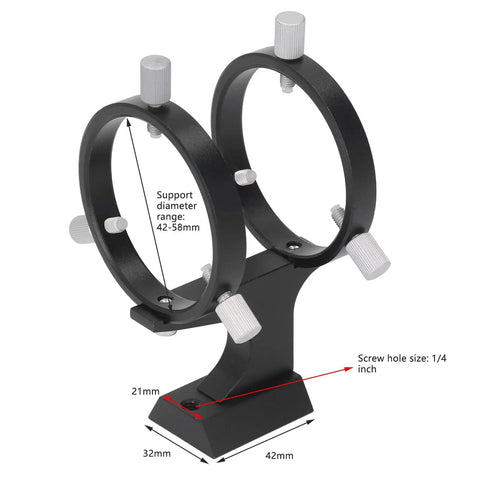 Finder Scope Mount For Telescopes Adjustable Bracket With Fixing Ring And 1/4 Inch Screw XY Alignment 42-58 mm Finders