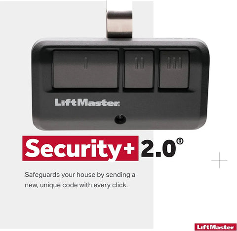 3 Button Garage Door Opener Remote Control Model 893LM For Universal Garage Doors, Easy Setup, Black Transmitter close-up