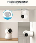2K Indoor Security Camera System Dual Pack With 360 Degree Pan Tilt AI Tracking Night Vision 2 Way Audio Phone App Access