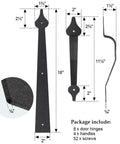 Decorative Rustic Metal Garage Door Hardware Kit With Screw In Carriage House Hinges Dummy Hinges And Handles In Black Matte Steel