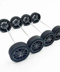 10 Pcs 30mm Rubber Wheels With Metal Shafts Round Axles For RC Cars Trucks Robots DIY Model Toy Wheels Replacement Accessories 2mm Shafts 100mm Length Set
