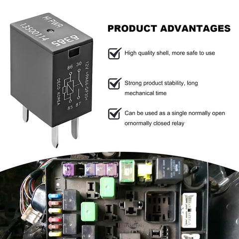 Top Shelf 2 Pack 4 Pin Car Ac Standard Cooling Relay 12V 40A Heavy Duty High Power Switch displayed showcasing design and connections.