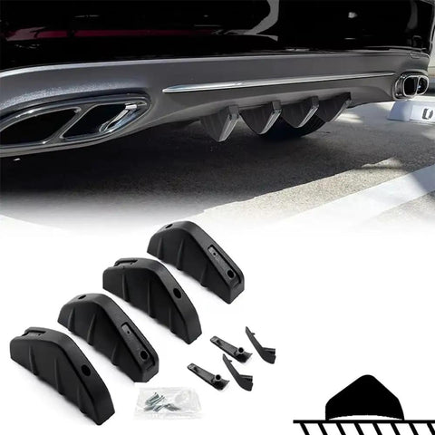 Heavy Duty Abs Rear Bumper Lip Diffuser Spoiler For Tesla Cybertruck 2023 To 2026 with installation kit and mounting hardware.