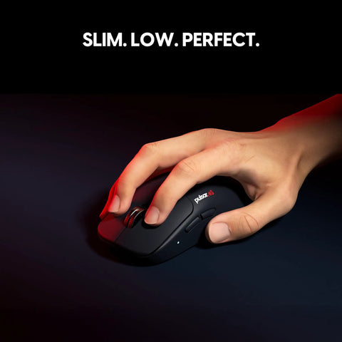 Es FS1 Wireless Gaming Mouse Pro Level Precision For Real Gamers With 56g Symmetrical Design held in hand on a dark surface.