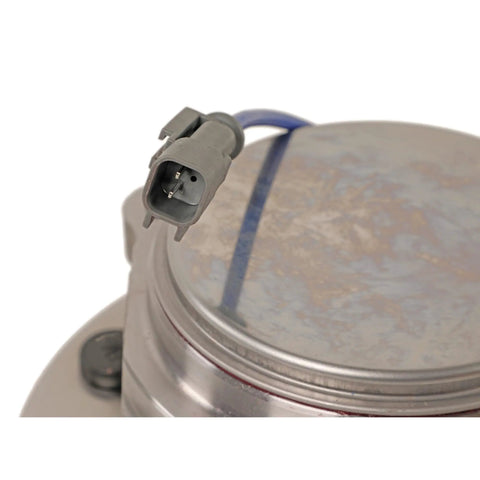 Close-up view of front wheel bearing and hub assembly connector for 2012 to 2013 Ram 2500 and 3500 Rwd.