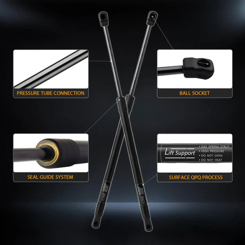 Diagram showing Jeep Cherokee Rear Hatch Gas Struts Replacement For 2014 2015 2016 2017 2018 2019 detailing features and connections.