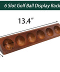 Solid Wood Golf Ball Display Case With Walnut Finish, Wall Mount Or Desktop Holder For Six Balls, dimensions: 13.4 x 2 x 2 inches