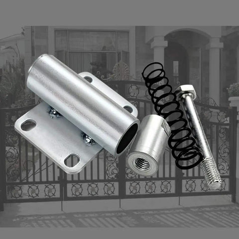 Heavy Duty 1.5 Inch Swivel Caster Gate Wheel Flat Free Polyurethane Roller With Retractable Spring Shock Absorber Zero Fuss Operation Dead Silent Super Slick Glide 110 LB Load Capacity 1 Pack components including spring.