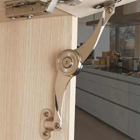 Sturdy Kitchen Cabinet Hinge With Soft Close Drop Lid For Cupboards And Wardrobes, Zinc Alloy, installed on wooden door