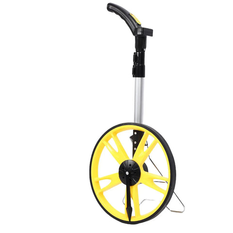 Aramox Digital Measuring Wheel Aluminum Alloy Telescopic Distance Measure with yellow wheel and telescopic handle design.