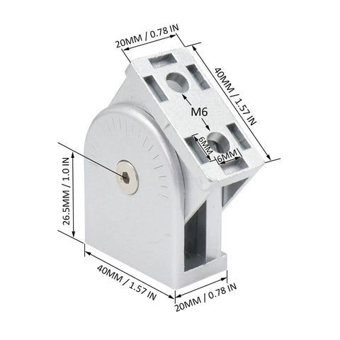 20x40 Aluminum Extrusion Pivot Joint Kit With End Brackets And Zinc Alloy Hinges Plus Hardware Including Cup Screws T Nuts And M5 Bolts For Sturdy 2040 Profile Builds, 40mm zinc bracket with M6 hole